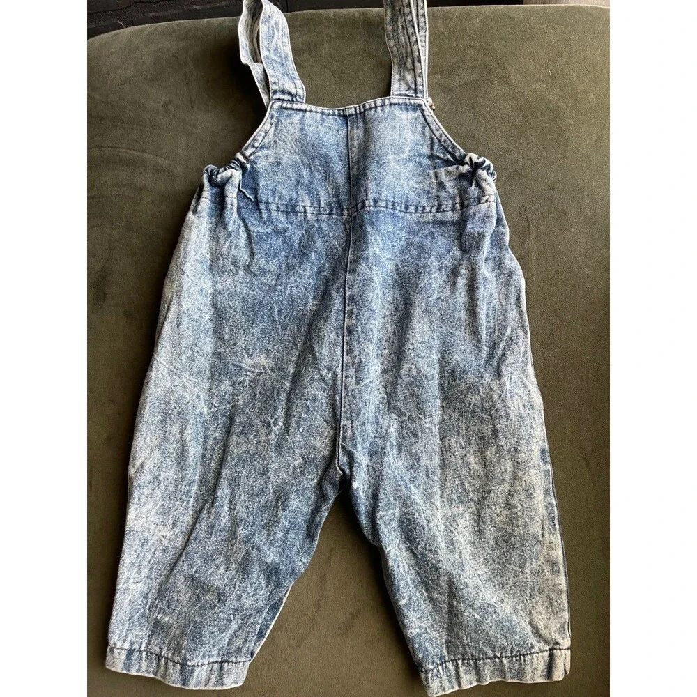 Vintage 80s acid wash racing Overalls